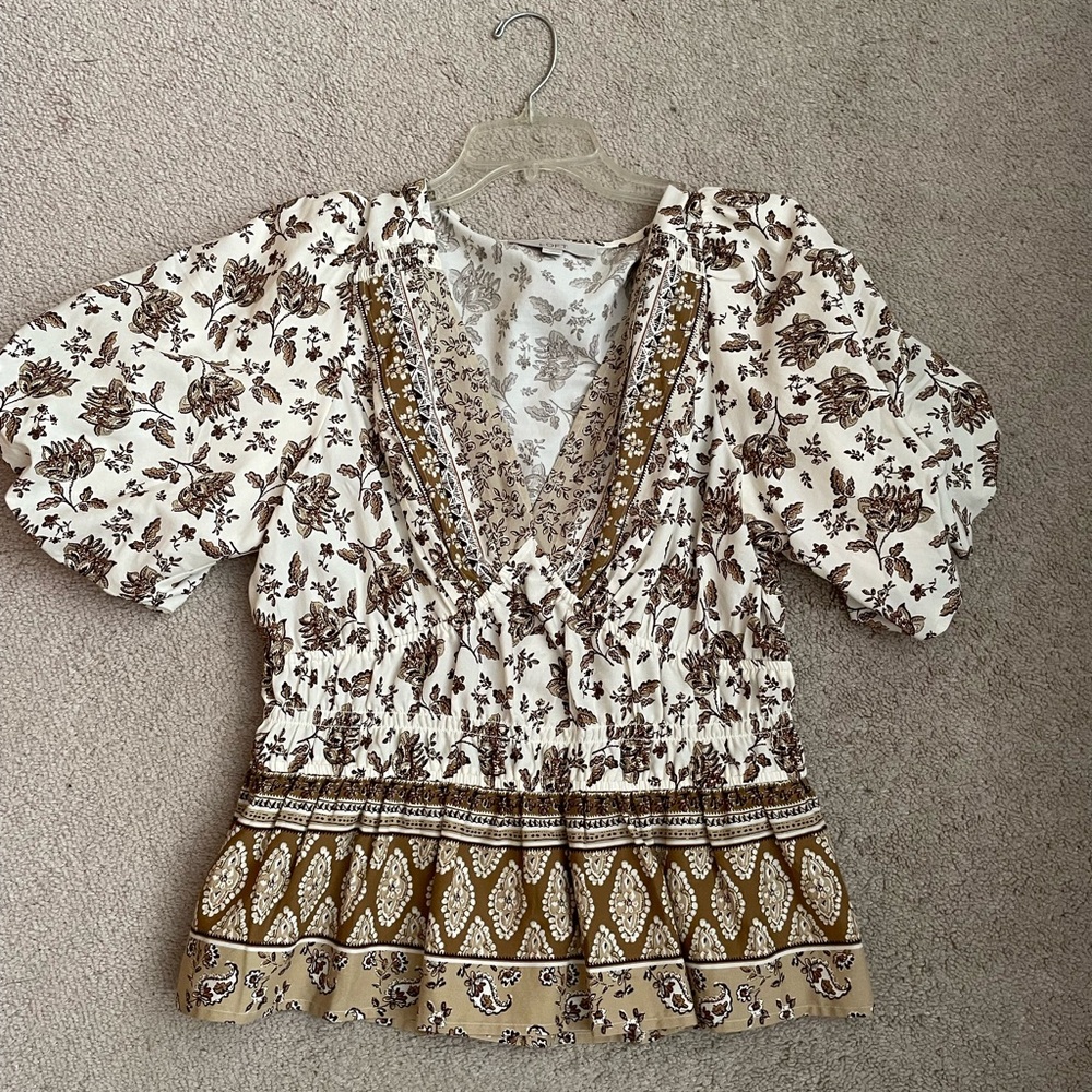 LOFT Brown and Cream Floral Blouses